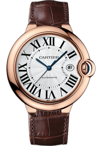 Cartier Ballon Bleu de Cartier Watch - 42 mm Pink Gold Case - Silver Opaline Dial - Brown Leather Strap - WGBB0030 42mm Rose Gold Timepiece [WGBB0030