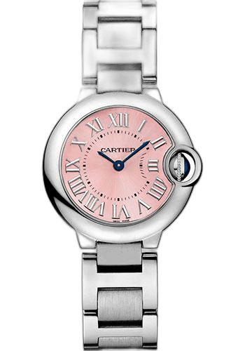 Cartier 28.6mm Diamond Bezel Pink Dial Ballon Bleu De Cartier Watch - 28.6 mm Steel Diamond Case - Diamond Bezel - Pink Dial - W6920038 Watch Ref. W6920038
