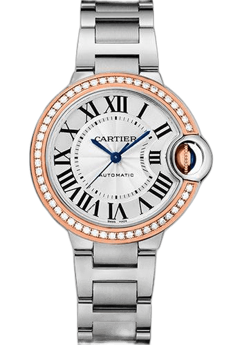 Cartier 33mm Rose Gold Ballon Bleu de Cartier Watch - 33 mm Steel Case - Pink Gold Diamond Bezel - WE902080 — Ref. WE902080