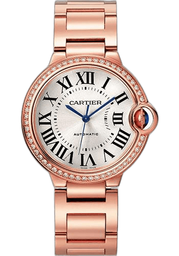 Ballon Bleu de Cartier Watch - 36 mm Rose Gold Diamond Case - Silvered Sunray-Brushed Dial - Interchangeable Bracelet - WJBB0064 36mm Diamond Brushed Dial — Cartier Ref. WJBB0064