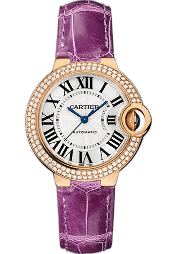 Ballon Bleu de Cartier Watch - 33 mm Pink Gold Diamond Case - Purple Alligator Strap - WE902066 33mm Rose Gold — Cartier Ref. WE902066