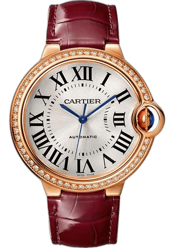 Ballon Bleu de Cartier Watch - 36 mm Pink Gold Case - Diamond Bezel - Burgundy Alligator Strap - WJBB0034 36mm Rose Gold Cartier Ref. WJBB0034