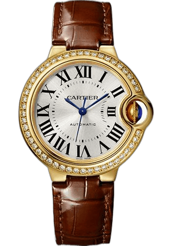 Cartier Ballon Bleu de Cartier Watch - 33 mm Yellow Gold Diamond Case - Brown Strap - WJBB0040 33mm Watch Ref. WJBB0040