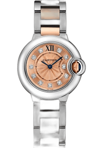 Cartier Ballon Bleu de Cartier Watch - 28 mm Steel Case - Pink Gold Bezel - Pink Dial - Pink Gold And Steel Bracelet - WE902052 28mm & Rose Gold Pink Dial