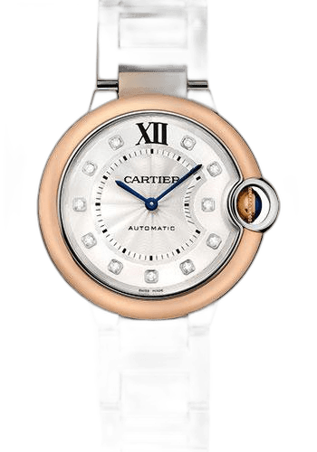 Ballon Bleu de Cartier Watch - 36 mm Steel Case - Pink Gold Bezel - Diamond Dial - W3BB0013 36mm Rose Gold Cartier Ref. W3BB0013