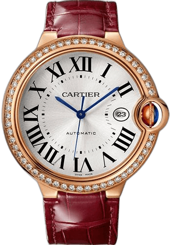 Cartier Ballon Bleu de Cartier Watch - 42 mm Pink Gold Case - Diamond Bezel - Burgundy Alligator Strap - WJBB0035 42mm Rose Gold Ref. WJBB0035