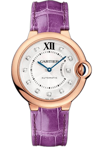 Ballon Bleu de Cartier Watch - 36 mm Pink Gold Case - Diamond Dial - Purple Alligator Strap - WJBB0010 36mm Rose Gold — Cartier Ref. WJBB0010