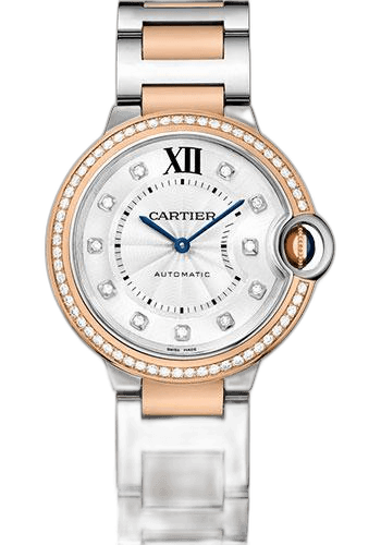 Cartier 36mm Rose Gold Diamond Bezel Diamond Dial Ballon Bleu de Cartier Watch - 36 mm Steel Case - Pink Gold Diamond Bezel - Diamond Dial - W3BB0004