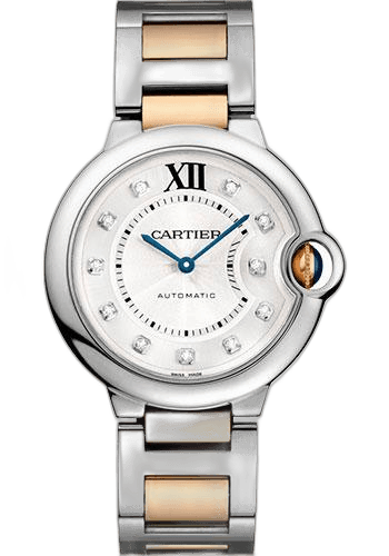 Ballon Bleu de Cartier Watch - 36 mm Steel Case - Diamond Dial - Pink Gold And Steel Bracelet - W3BB0018 36mm & Rose Gold Diamond Dial