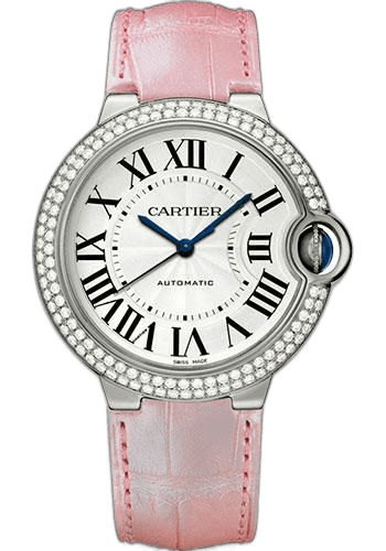 Ballon Bleu de Cartier Watch - 36 mm White Gold Diamond Case - Pearly Pink Alligator Strap - WJBB0011 · Cartier 36mm — WJBB0011