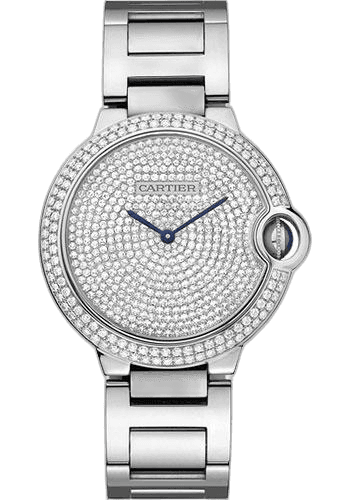 Cartier Diamond Diamond Paved Dial Ballon Bleu de Cartier Watch - Medium White Gold Diamond Case - Diamond Paved Dial - WE902045 — Ref. WE902045