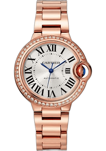 Cartier 33mm Rose Gold Ballon Bleu de Cartier Watch - 33 mm Pink Gold Case - Diamond Bezel - Interchangeable Bracelet - WJBB0063 — Ref. WJBB0063