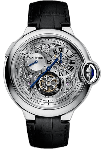 Cartier Ballon Bleu Flying Tourbillon Watch - 46.40 mm White Gold Case - Satin Brushed Dial - Black Alligator Strap - W6920081 46.4mm (W6920081