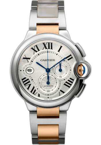 Ballon Bleu Chronograph Watch - Extra large Steel Case - Steel And Pink Gold Bracelet - W6920063 · Cartier — W6920063