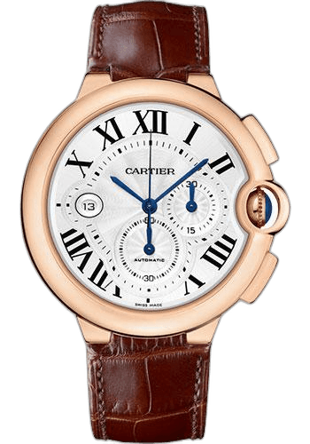 Cartier Ballon Bleu de Cartier Watch - 46.8 mm Pink Gold Case - Silvered Dial - Brown Alligator Strap - W6920074 46.8mm Rose Gold