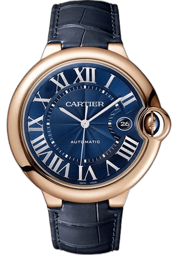 Ballon Bleu de Cartier Watch - 42 mm Pink Gold Case - Blue Dial - Navy Blue Leather Strap - WGBB0036 42mm Rose Gold by Cartier — WGBB0036