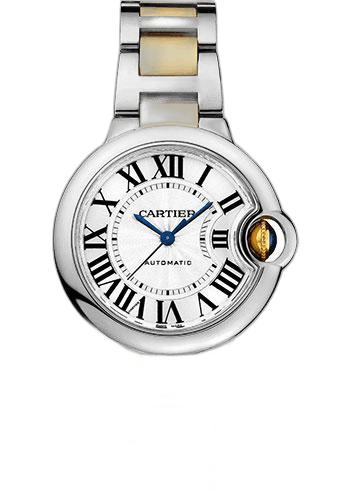 Ballon Bleu de Cartier Watch - 33 mm Steel and Yellow Gold Case - Silvered Dial - Interchangeable Two-Tone Bracelet - W2BB0029 33mm & Yellow Gold Silvered Dial — Cartier