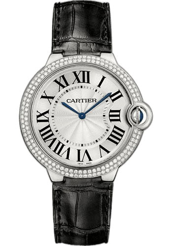 Ballon Bleu De Cartier Watch - 40 mm White Gold Diamond Case - Diamond Bezel - Black Alligator Strap - WE902056 40mm by Cartier — WE902056