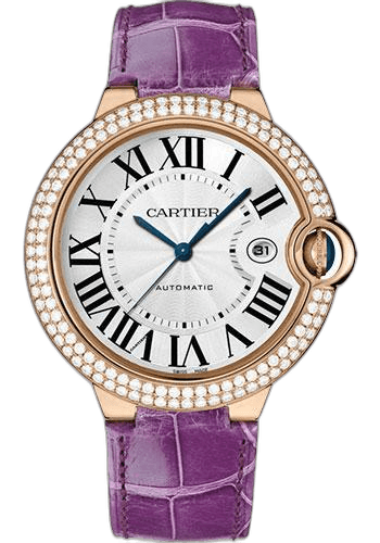 Cartier Ballon Bleu de Cartier Watch - 42 mm Yellow Gold Diamond Case - White Dial - Purple Alligator Strap - WJBB0031 42mm Diamond White Dial (WJBB0031