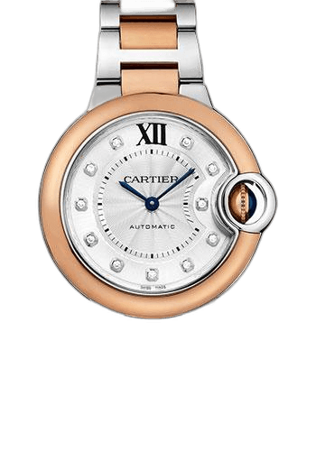 Ballon Bleu de Cartier Watch - 33 mm Steel Case - Pink Gold Bezel - Diamond Dial - W3BB0006 · Cartier 33mm Rose Gold