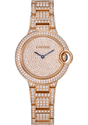 Ballon Bleu de Cartier Watch - 33 mm Pink Gold Case - Diamond Dial - Diamond Bracelet - WJBB0044 · Cartier 33mm Rose Gold — WJBB0044
