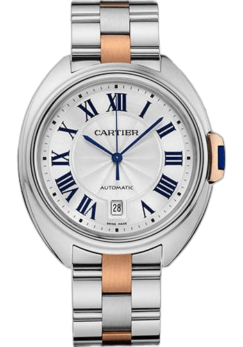 Cartier Clé de Cartier Cle De Cartier Watch - 40 mm Steel Case - Silvered Dial - Steel And Pink Gold Bracelet - W2CL0002 40mm & Rose Gold Silvered Dial