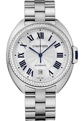 Cartier 40mm Diamond Bezel Silver Dial Clé de Cartier Cle De Cartier Watch - 40 mm White Gold Diamond Case - Diamond Bezel - Silver Dial - WJCL0008 — Ref. WJCL0008