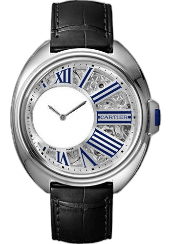 Cartier Clé de Cartier Cle de Cartier Mysterious Hours Watch - 41 mm Palladium Case - Silver Dial - Black Alligator Strap - WHCL0003 41mm Palladium Silver Dial Timepiece [WHCL0003