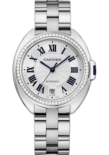Clé de Cartier Cle De Cartier Watch - 35 mm White Gold Diamond Case - Diamond Bezel - Silver Dial - WJCL0007 35mm Diamond Bezel Silver Dial by Cartier — WJCL0007