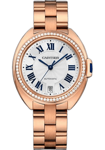 Clé de Cartier Cle De Cartier Watch - 35 mm Pink Gold Diamond Case - Diamond Bezel - Silver Dial - WJCL0006 · Cartier 35mm Rose Gold Diamond Bezel Silver Dial — WJCL0006