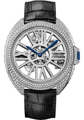 Clé de Cartier Cle de Cartier Automatic Skeleton Gem-Set Watch - Palladium Diamond Case - HPI01057 Palladium Diamond Skeleton Dial by Cartier — HPI01057