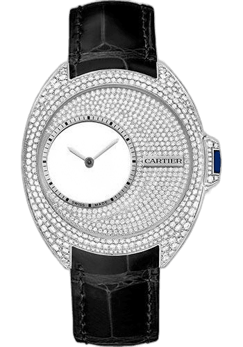 Cartier 41mm Diamond Diamond Dial Clé de Cartier Cle de Cartier Mysterious Hours Watch - 41 mm Palladium 950 Diamond Case - White Gold Diamond Dial - Black Alligator Strap - HPI00946 — Ref. HPI00946
