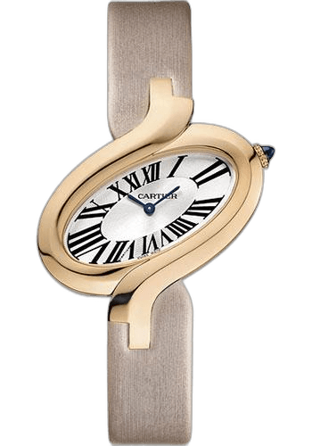 Delices de Cartier Watch - Small Pink Gold Case - Silvered Dial - Fabric Strap - W8100009 · Cartier Rose Gold — W8100009