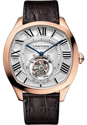 Cartier Drive de Cartier Flying Tourbillon Watch - 40 mm Pink Gold Case - White Galvanized Dial - Brown Alligator Strap - W4100013 40mm Rose Gold Watch Ref. W4100013