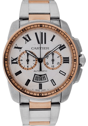 Libre Calibre de Cartier Chronograph Watch - 42 mm Steel And Pink Gold Case - Silver Dial - W7100042 · Cartier 42mm & Rose Gold Silver Dial — W7100042