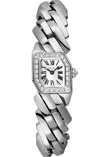 Maillon de Cartier Watch - 16 x 17 mm White Gold Diamond Case - Silver Dial - Bracelet - WJBJ0003 · Cartier 17mm Diamond Silver Dial — WJBJ0003