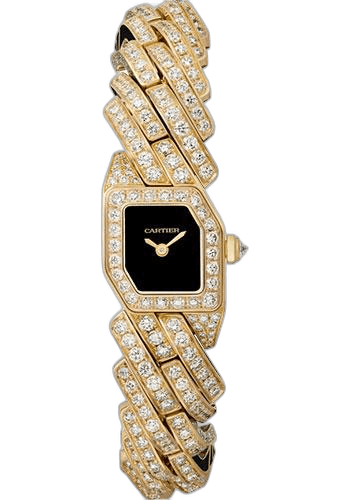 Cartier 17mm Maillon de Cartier Watch - 16 x 17 mm Yellow Gold Case - Black Dial - Diamond Bracelet - WJBJ0006 Watch Ref. WJBJ0006