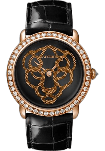Cartier Panthere Revelation D'Une Panthere Watch - 37 mm Pink Gold Diamond Case - Black Dial - Black Alligator Strap - HPI01259 37mm Rose Gold Diamond Black Dial Ref. HPI01259