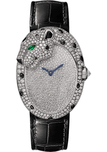Panthere Lovee Watch - White Gold Diamond Case - Diamond-Set Shagreen Dial - Black Alligator Strap - HPI01352 Diamond Set Shagreen Dial — Cartier Ref. HPI01352