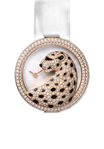 Cartier Panthere Divine Watch - 38 mm Pink Gold Diamond Case - Mother-Of-Pearl Dial - White Alligator Strap - HPI00762 38mm Rose Gold Diamond Pearl Dial Watch Ref. HPI00762