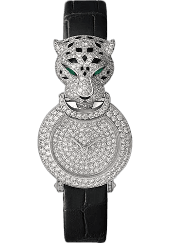Cartier Panthere La Panthere Watch - 23.6 mm White Gold Diamond Case - White Gold Dial - Black Leather Strap - HPI01426 23.6mm Diamond Diamond Case - White Gold Dial Ref. HPI01426