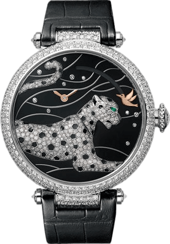 Panthere s Et Colibri Watch - 42.75 mm White Gold Diamond Case - White Gold Dial - Black Alligator Strap - HPI00776 42.75mm Diamond Diamond Case - White Gold Dial · Cartier HPI00776
