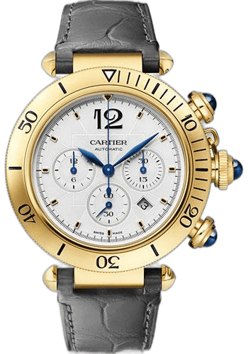 Cartier 41mm Pasha de Cartier Watch - 41 mm Yellow Gold Case - Silvered Dial - Dark Gray Leather Strap - WGPA0017 — Ref. WGPA0017
