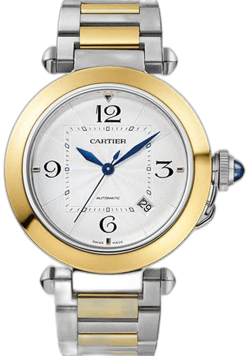 Cartier 41mm Pasha de Cartier Watch - 41 mm Steel Case - Silvered Dial - 18K Yellow Gold And Bracelet - W2PA0009 Watch