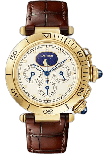 Pasha de Cartier Watch - 38 mm Yellow Gold Case - Silvered Dial - Brown Alligator Strap Limited Edition of 100 - WGPA0022 38mm — Cartier Ref. WGPA0022