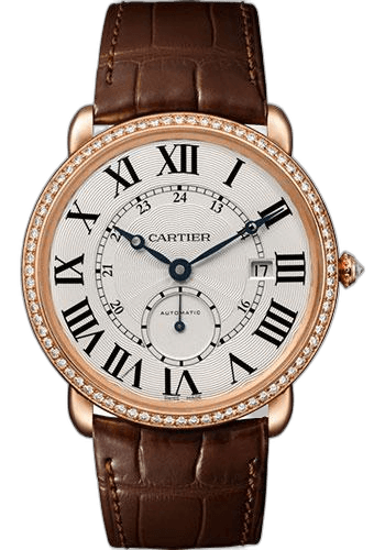 Cartier Ronde Louis Cartier Watch - 40 mm Pink Gold Diamond Case - Brown Alligator Strap - WR007017 40mm Rose Gold