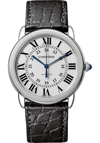 Cartier Ronde Solo de Cartier Ronde Solo Watch - 36 mm Steel Case - Black Round-Scale Alligator Strap - WSRN0013 36mm (WSRN0013