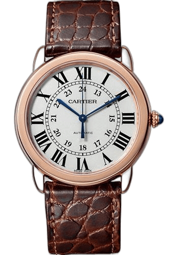 Cartier 36mm Ronde Solo de Cartier Watch - 36 mm Pink Gold And Steel Case - Brown Alligator Strap - W2RN0008