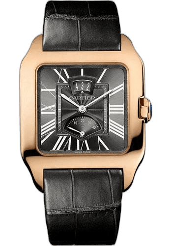 Cartier 38mm Rose Gold Santos Dumont Power Reserve Watch - 38 mm Pink Gold Case - Gray Dial - Gray Alligator Strap - W2020068 — Ref. W2020068