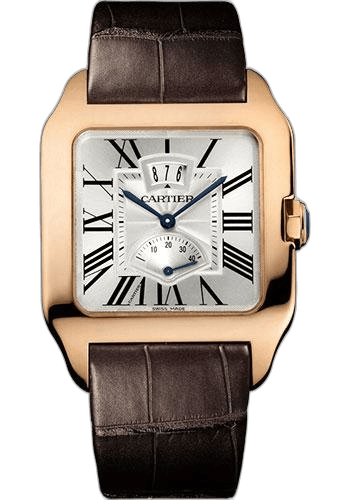 Cartier Santos Dumont Power Reserve Watch - 38 mm Pink Gold Case - Silvered Dial - Brown Alligator Strap - W2020067 38mm Rose Gold Ref. W2020067